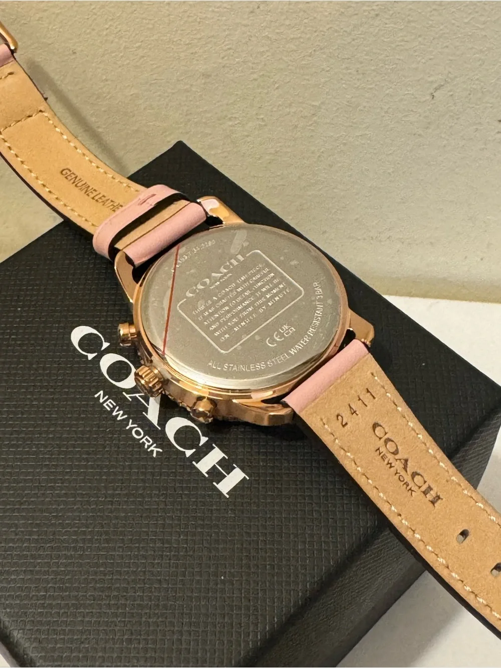 NWT COACH Women's Cruiser Blush Pink Leather Chronograph Watch 14504123